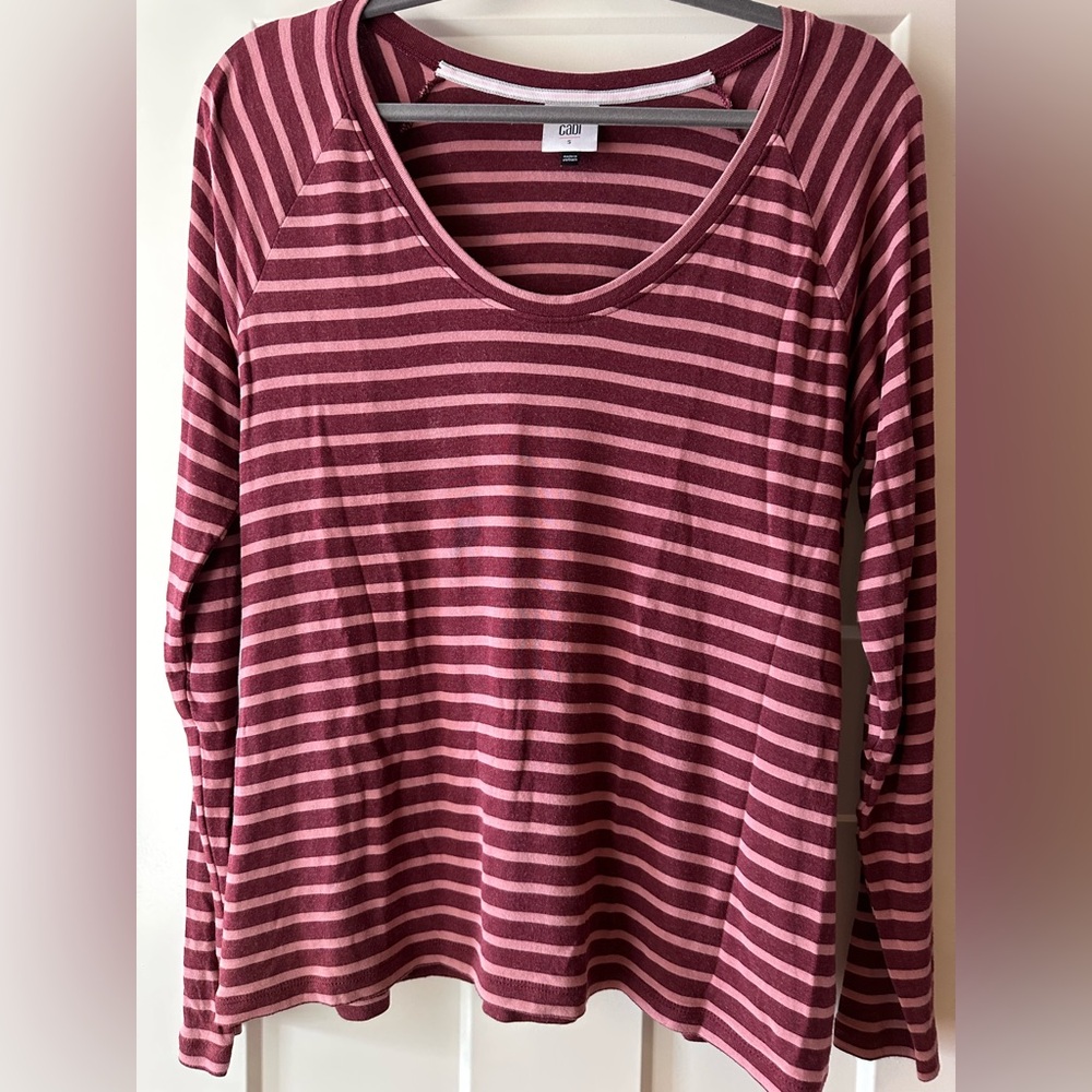CAbi Style #4198 Long Sleeve Striped Scoop Neck Soft Tee Shirt Small.